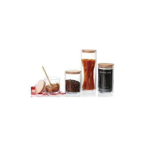 Ritzenhoff & Breker "FAIA" Opbergpot Rond 1,0 L Glas Beukenhouten Deksel met Silicoon - 3 Stuks (815429)-0