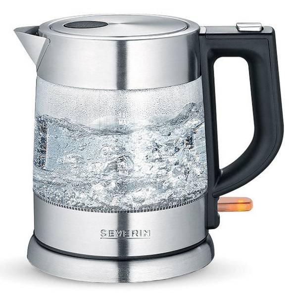 Severin WK 3468 Waterkoker, 1 L, 2200W, Zwart/RVS