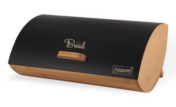Maestro Brooddoos Bamboe Metaal 365 mm x 250 mm x 133 mm Zwart MR-1775-BLACK