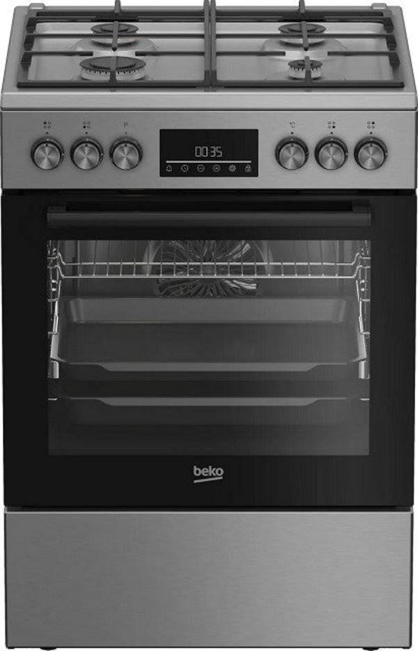 BEKO FBM62330GXTN Gasfornuis met Elektrische Oven 4 Branders RVS