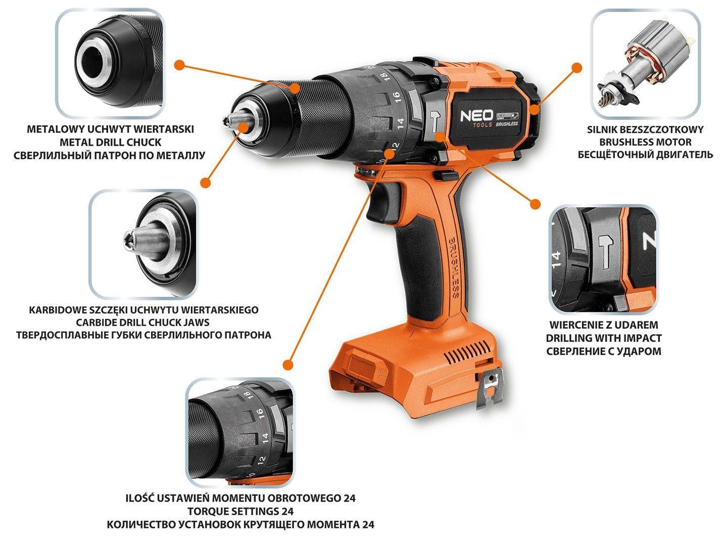 NEO tools Borenschroefmachine Brushless 100 Nm Impact 18V 04-616-0