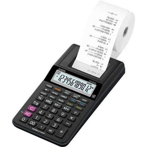 Casio HR-8RCE Rekenkamer LCD 12 Cijfers Batterij Zwart