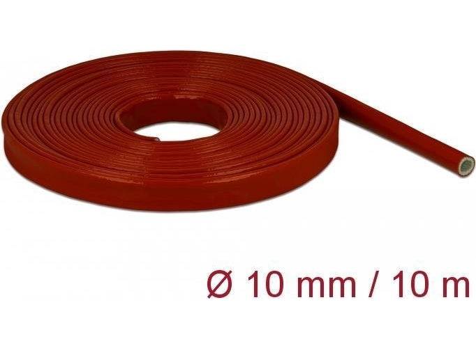 DeLOCK Vlamvertragende Bekleding - Silicoon Coated Flexibele Kabel - 10 m - Rood - 18899-0