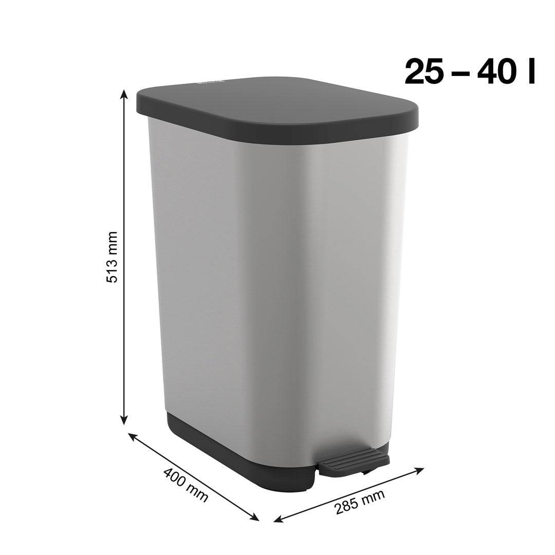 redHO Ribo Zilveren Pedalafvalemmer 35 L-1