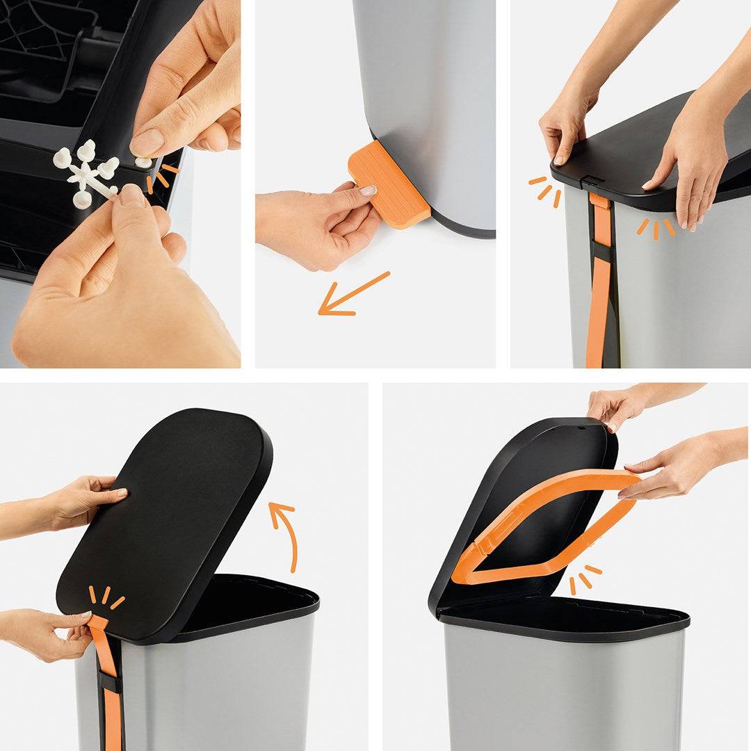 redHO Ribo Zilveren Pedalafvalemmer 35 L-3
