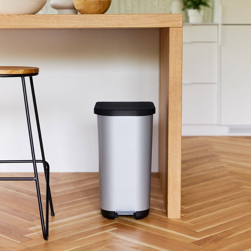 redHO Ribo Zilveren Pedalafvalemmer 35 L-4