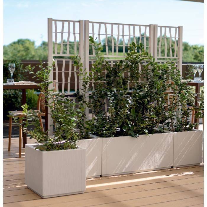 STEFANPLAST ETHICA Bloembak met Trellis - 80 L - 80x36x140 cm - Krijt-2