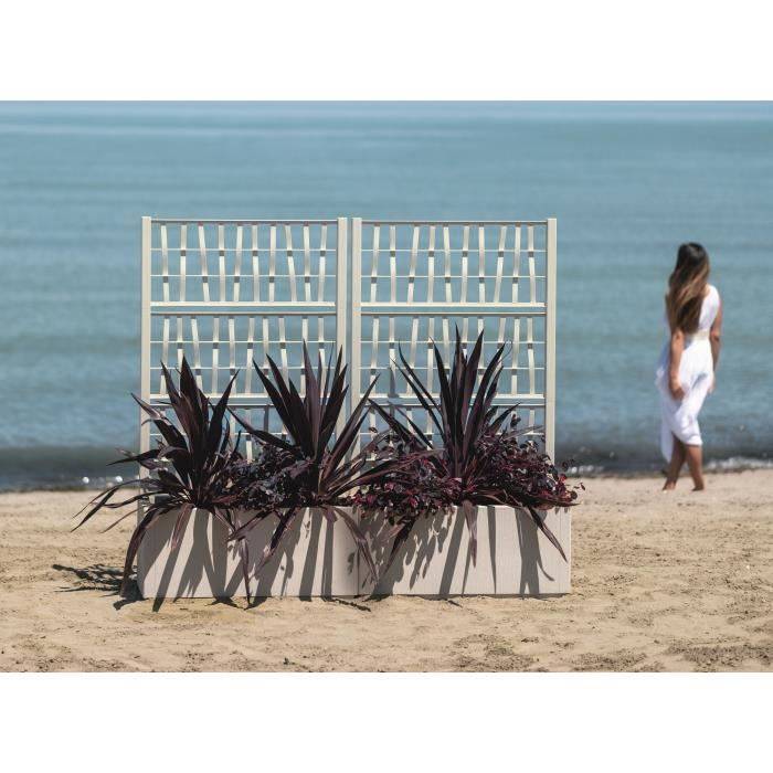 STEFANPLAST ETHICA Bloembak met Trellis - 80 L - 80x36x140 cm - Krijt-3