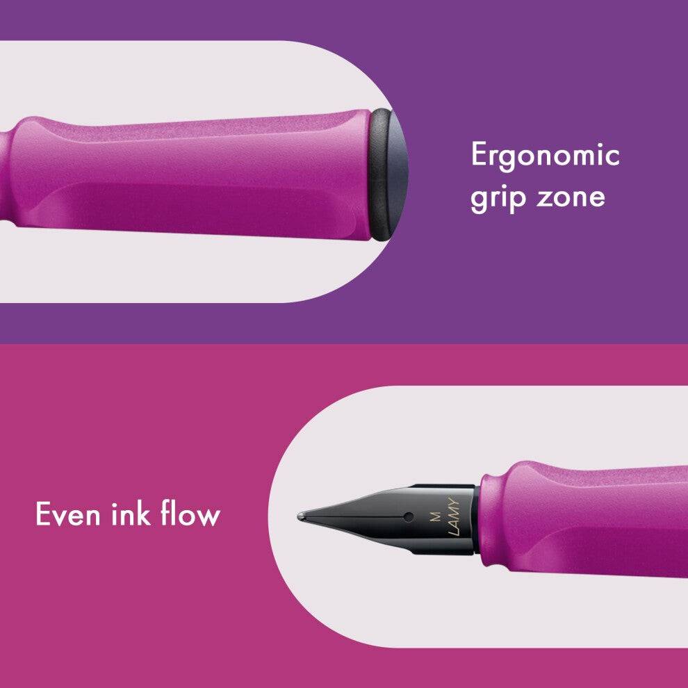 LAMY safari vulpen met cartridge roze klif M medium (1238375)-1