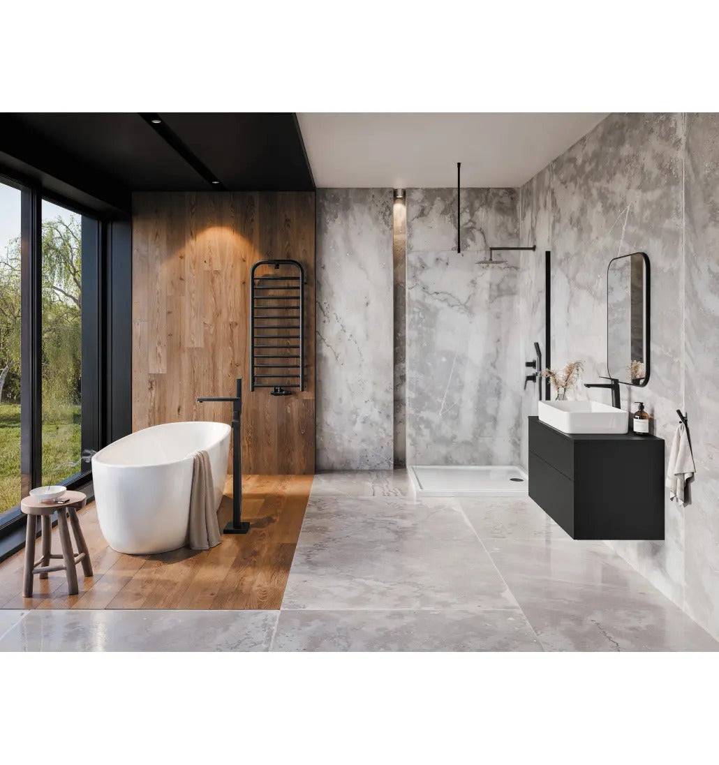Deante Badradiator 121 cm Water-Electric Laag Koolstofstaal Nero AGI NG41-1