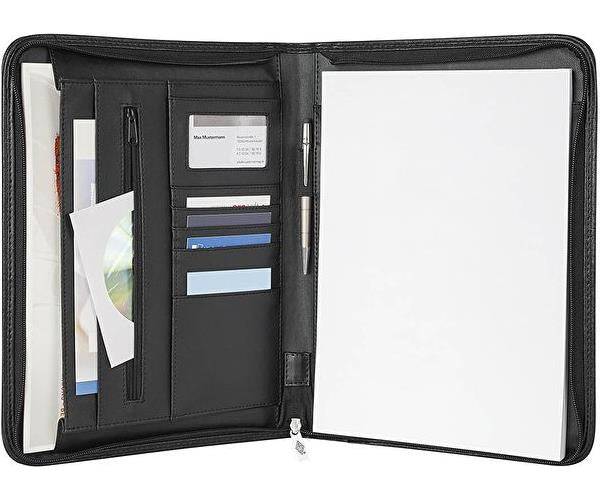 Wedo 58 54301 Leren Nylon Visitekaarthouder, 3 Vakjes, 250 mm, Zwart (58 54301)