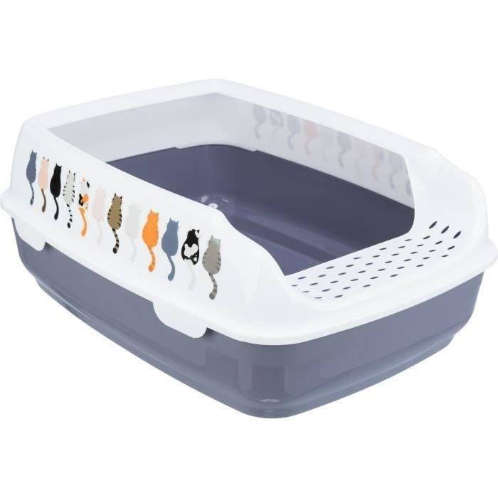 TRIXIE Delio Kattenbak - Geprint Grijs en Wit - 38 x 20 x 50 cm-0