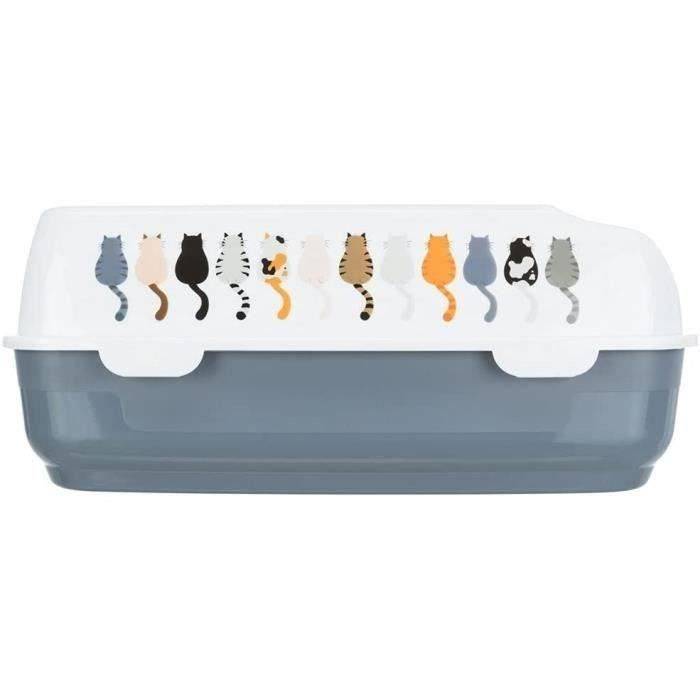 TRIXIE Delio Kattenbak - Geprint Grijs en Wit - 38 x 20 x 50 cm-3