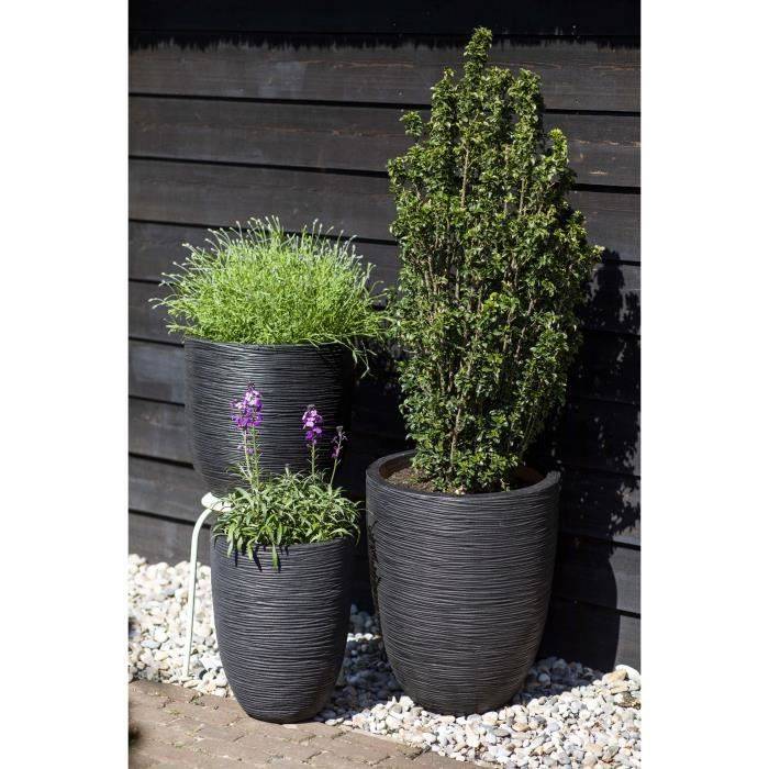 CAPI EUROPE Bloempot - Elegante Lage Vaasje RIB NL - 46 x 58 cm - Zwart-2