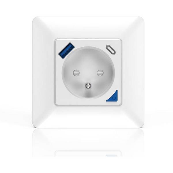 KYF Slimme Inbouwstopcontact - Wifi - Met Energieteller + USB- en USB-C-poorten