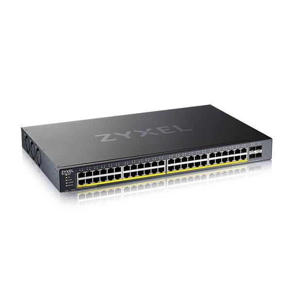 Zyxel 52-Poort Smart Managed PoE+ Switch, 48x GbE PoE+ RJ45,4 x 10 g SFP+, 375W PoE+, Hybride Modus (XGS1935-52HP-EU0101-1