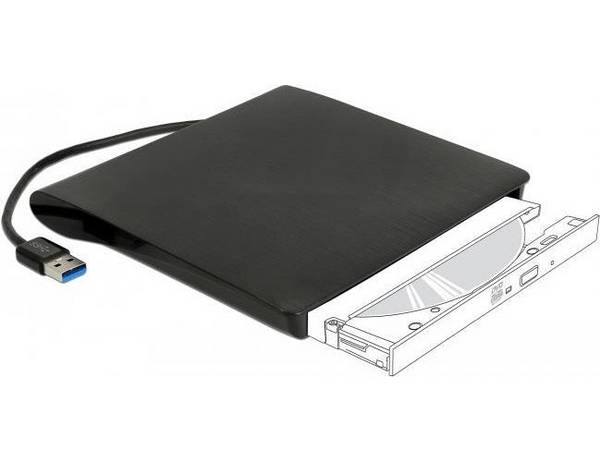 DeLock Externe Behuizing 5,25" Ultra Slim SATA naar USB 3.0 - Zwart - 5 Gbps - 42603 USB3.0