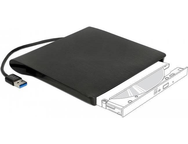 DeLock Externe Behuizing 5,25" Ultra Slim SATA naar USB 3.0 - Zwart - 5 Gbps - 42603 USB3.0-0