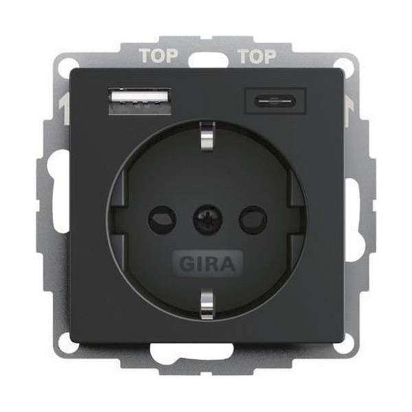 Gira Stopcontact met USB Zwart 2459005