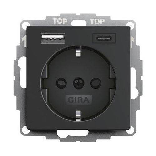 Gira Stopcontact met USB Zwart 2459005-0