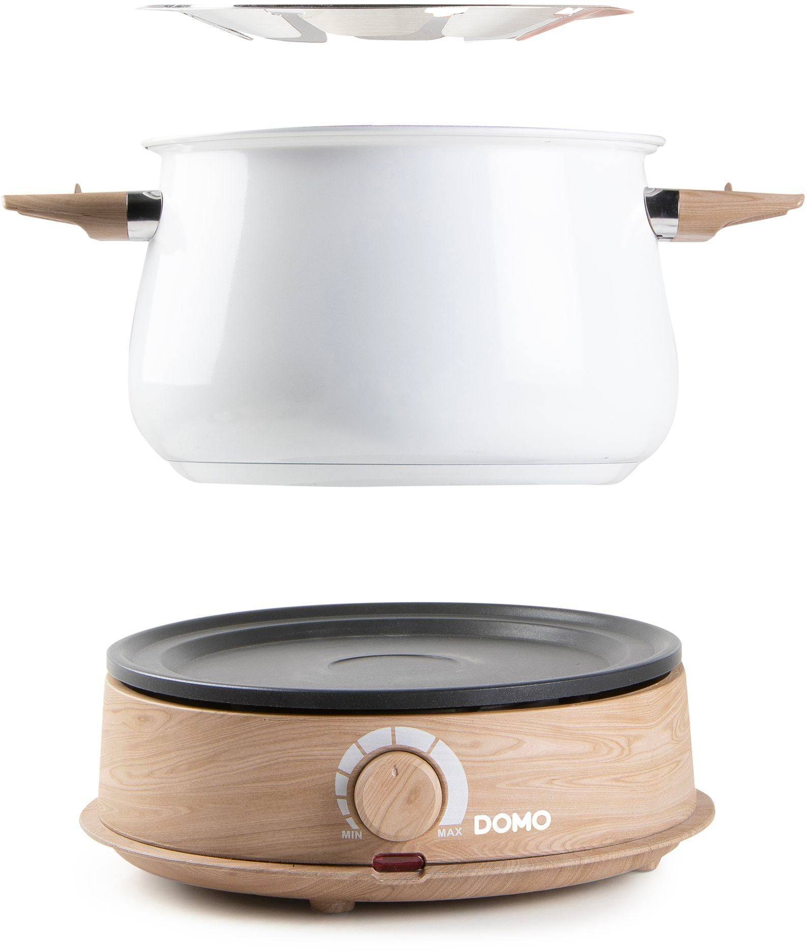 DOMO DO736F Fondue Set - 1500W - 2 L - Voor 8 Personen - Wit/Hout-3