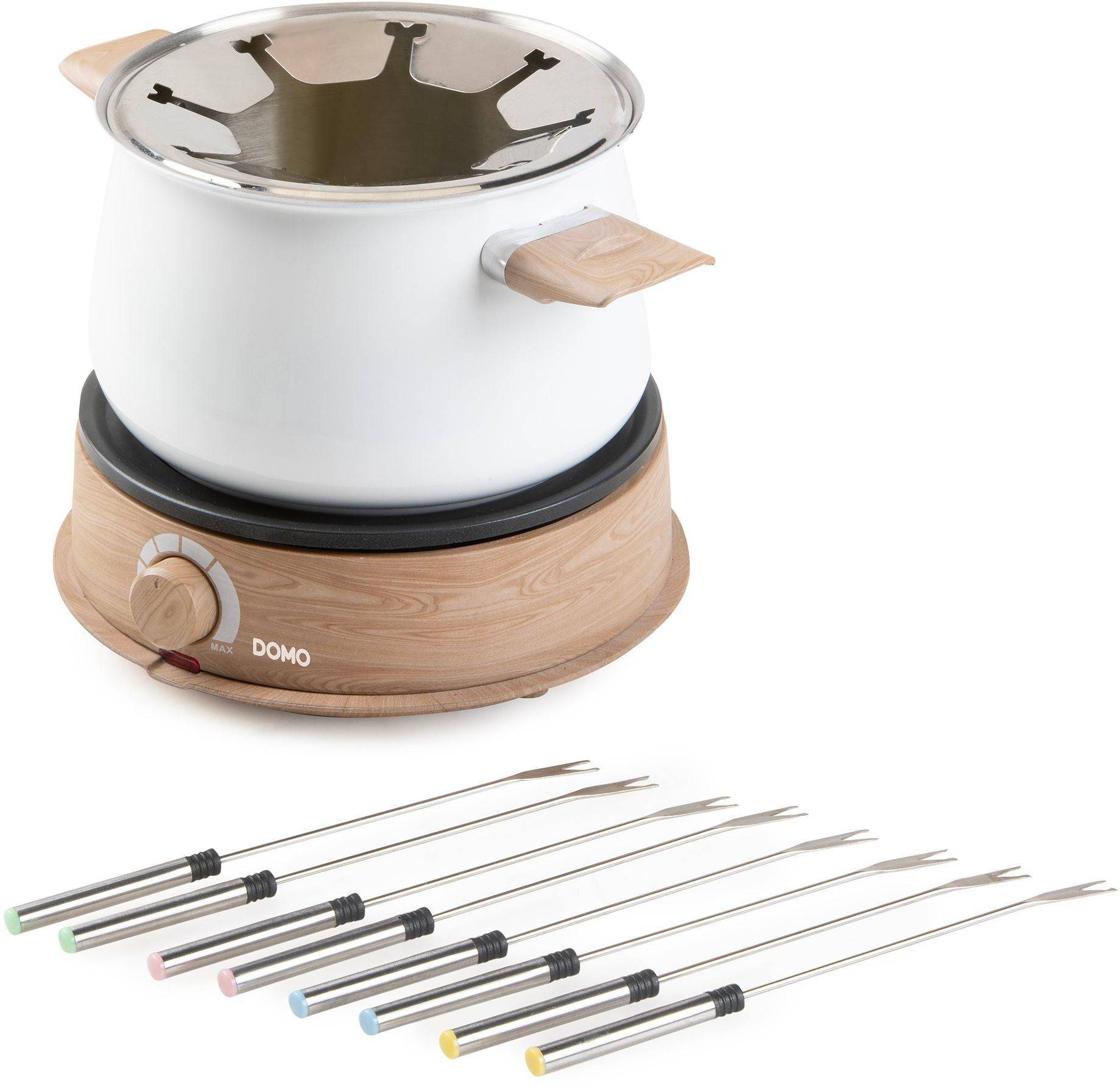 DOMO DO736F Fondue Set - 1500W - 2 L - Voor 8 Personen - Wit/Hout-4