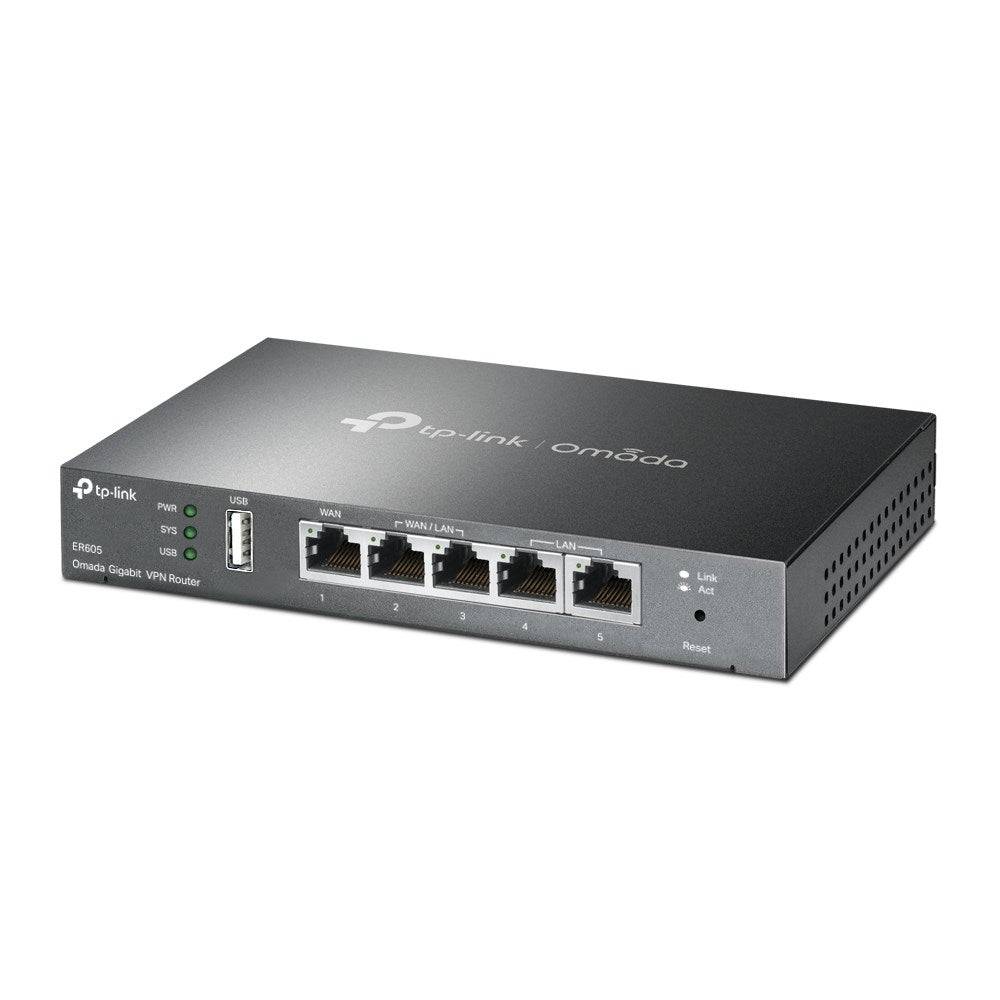 TP-LINK ER605 - Omada Gigabit Multi-WAN VPN Router - 1x Gigabit WAN - 2x Gigabit WAN/LAN - 2x Gigabit LAN - 1x USB 2.0-1