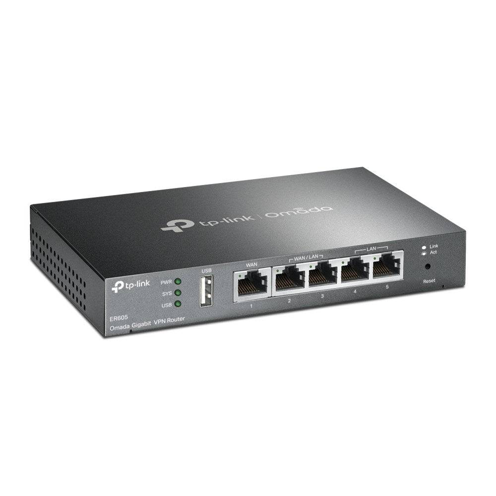 TP-LINK ER605 - Omada Gigabit Multi-WAN VPN Router - 1x Gigabit WAN - 2x Gigabit WAN/LAN - 2x Gigabit LAN - 1x USB 2.0-2