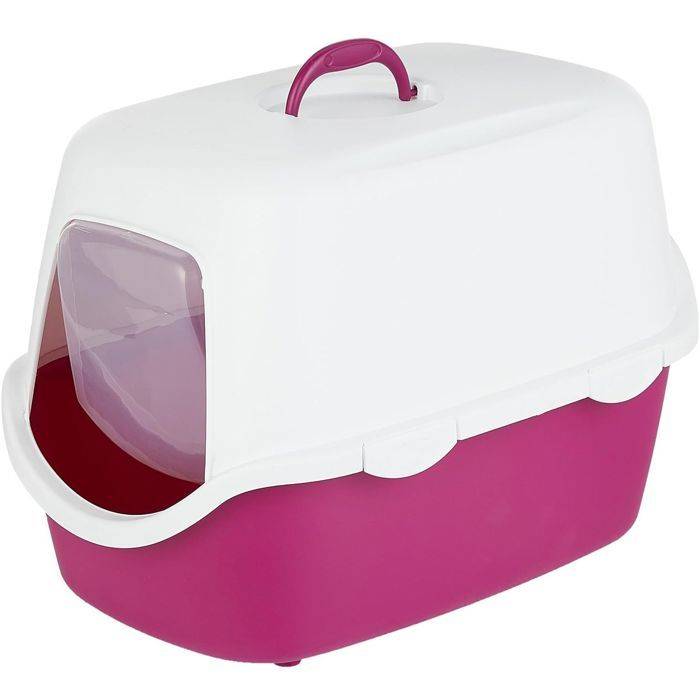 TRIXIE Vico Kattenbak - Met Deksel - 40 x 40 x 56 cm - Bessen/Wit-1