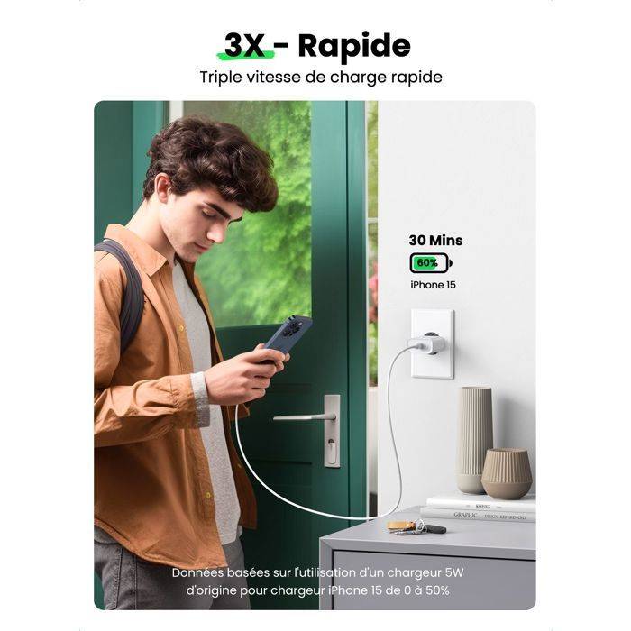 UGREEN Wandlader - 1 USB-C Poort - 20W - Wit-1