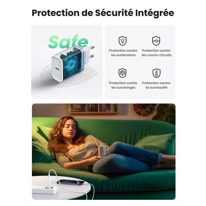 UGREEN Wandlader - 1 USB-C Poort - 20W - Wit-3