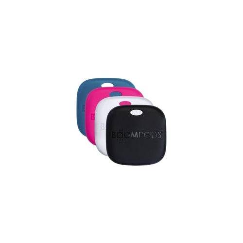 BOOMPODS Boomtag Oplaadbare Tracker - 4-Pack, Zwart/Blauw/Wit Roze (TAGRE4) 4er-0