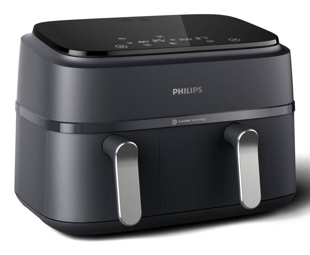 Philips NA351/00 Heteluchtfriteuse 2750W 9 L Dubbele Mand Zwart/Zilver-0