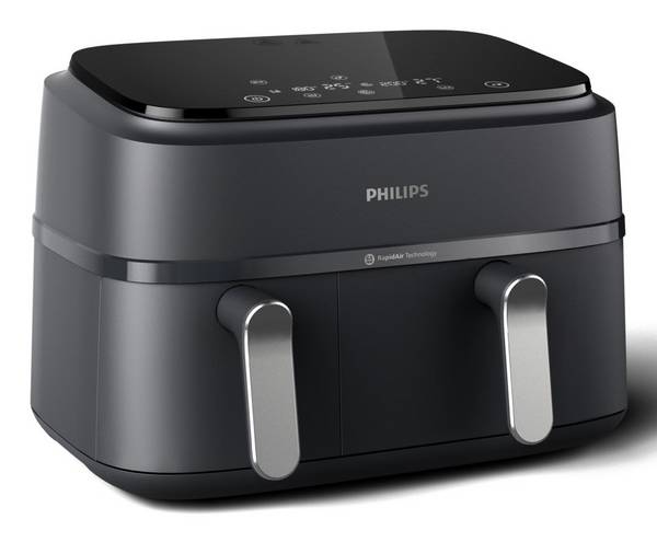 Philips NA351/00 Heteluchtfriteuse 2750W 9 L Dubbele Mand Zwart/Zilver