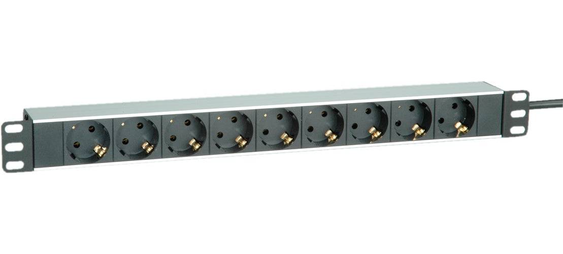 ROLINE Rack-Montage Stekkerdoos 250V 3600W 9 Stopcontacten 1U 2 m Lichtgrijs-0
