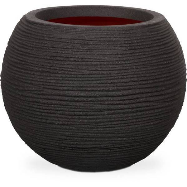 CAPI EUROPE Ronde Bloempot NATURE RIB - 40 x 32 cm - Zwart