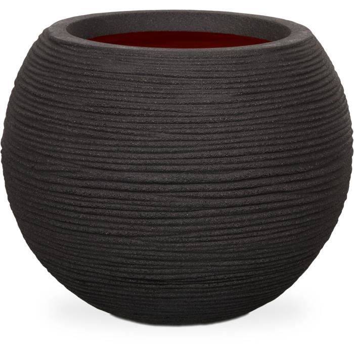 CAPI EUROPE Ronde Bloempot NATURE RIB - 40 x 32 cm - Zwart-0