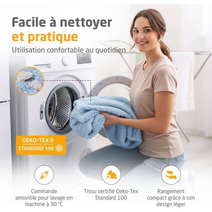 MEDISANA Omkeerbare Verwarmde Deken - HB 415 - 120 W - 9 Instellingen - 180 x 130 cm - Blauw-3