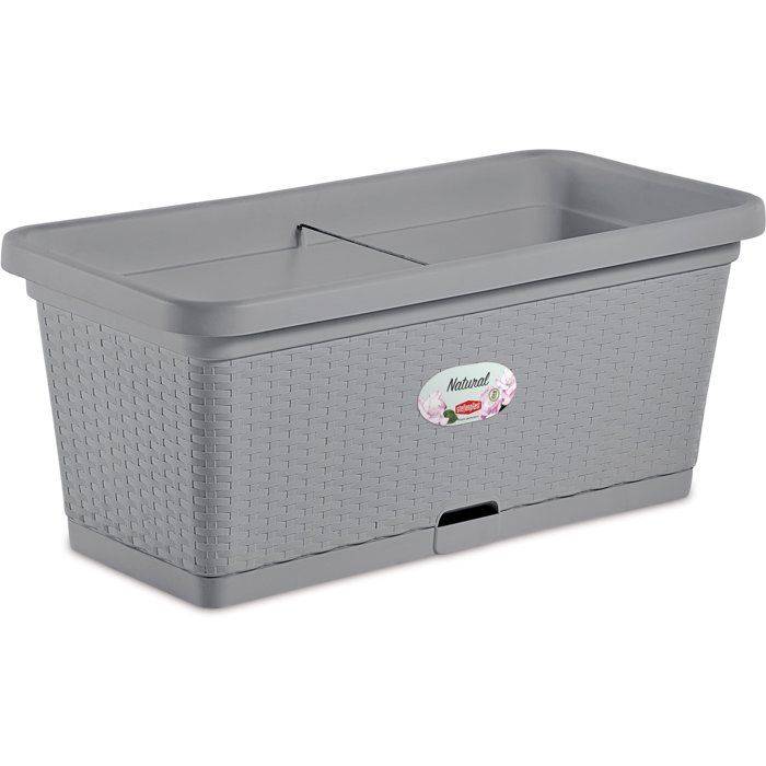 STEFANPLAST Natuurlijke Bloembak - 66 L - 80x40x34 cm - Steen Grijs-3