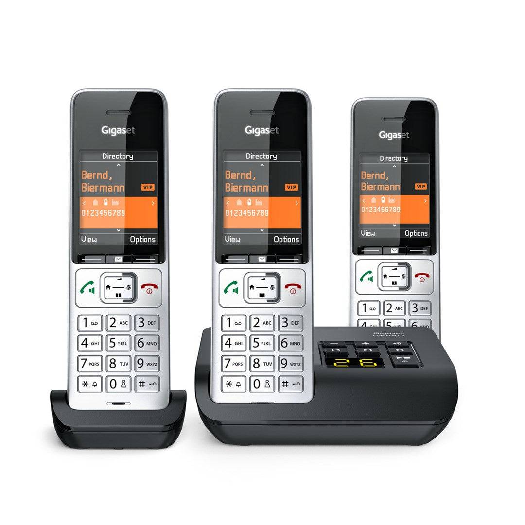 Gigaset 500A Comfort Trio Draadloze Telefoon met Antwoordapparaat, Zilver/Zwart + 2 Handsets (L36852-H3023-B111)-1
