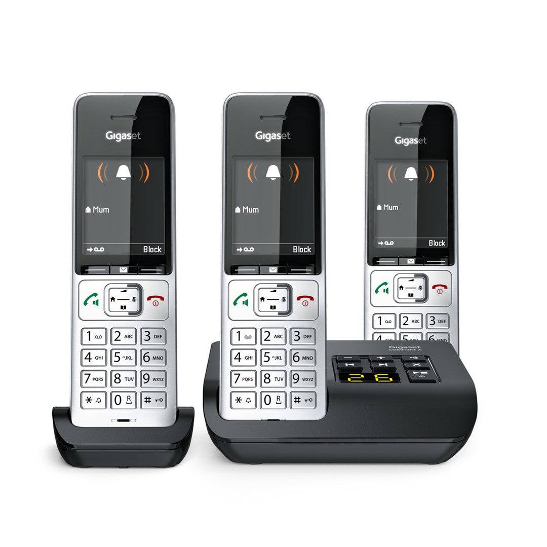 Gigaset 500A Comfort Trio Draadloze Telefoon met Antwoordapparaat, Zilver/Zwart + 2 Handsets (L36852-H3023-B111)-2