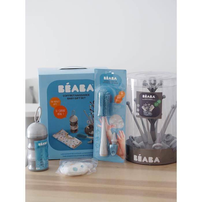 BEABA Newborn Cadeauset - Grijze Boom Flesdroger, Meetbox, Flesborstel, Slabbetje-2