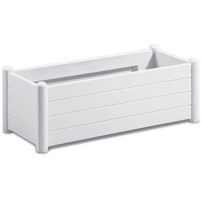 STEFANPLAST ITALIA Rechthoekige Bloembak - Houtafwerking - 100 x 43 x 35 cm - 80 L - Wit 100x43xH35cm-0