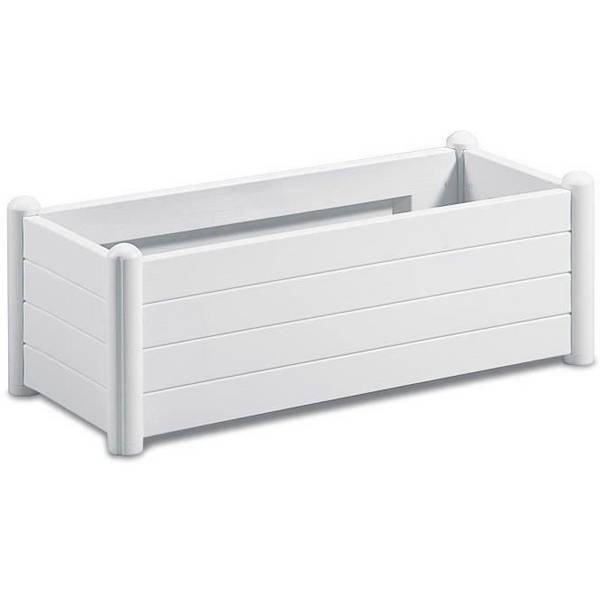 STEFANPLAST ITALIA Rechthoekige Bloembak - Houtafwerking - 100 x 43 x 35 cm - 80 L - Wit 100x43xH35cm