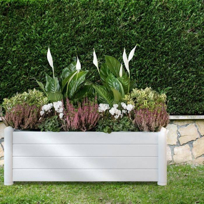 STEFANPLAST ITALIA Rechthoekige Bloembak - Houtafwerking - 100 x 43 x 35 cm - 80 L - Wit 100x43xH35cm-2
