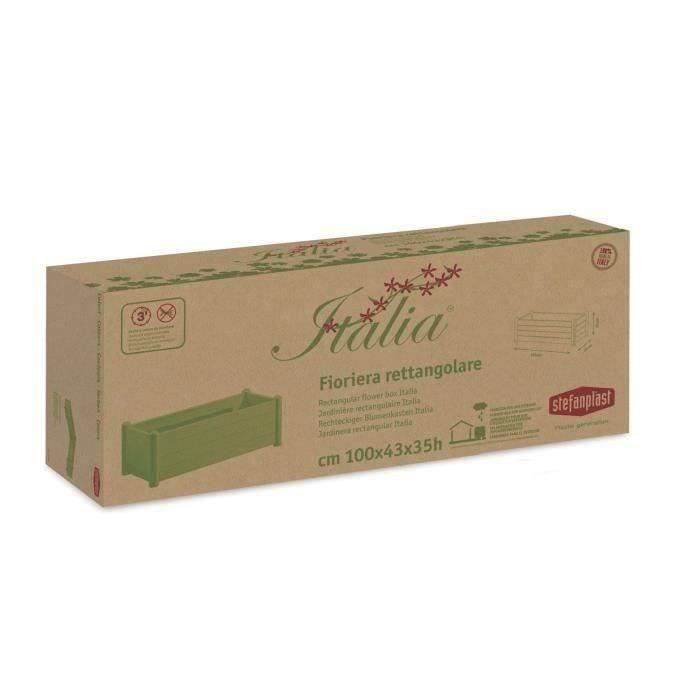 STEFANPLAST ITALIA Rechthoekige Bloembak - Houtafwerking - 100 x 43 x 35 cm - 80 L - Wit 100x43xH35cm-4
