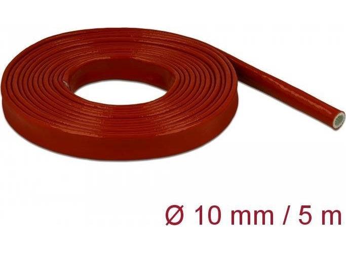 Delock Vlamvertragende Beschermslang, Siliconen Coating, 5 m x 10 mm, Rood (18898)-0
