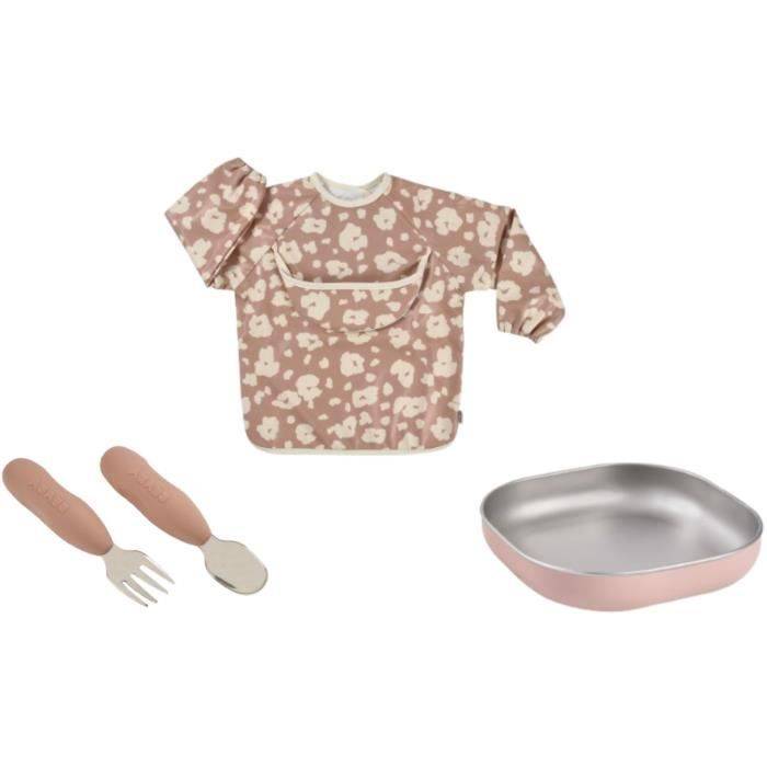 BÉABA 1e Maaltijd Cadeaubox - Savannah Bloom - RVS Bord, Ergonomische Lepel, Vork, Slabbetje, Herinneringsdoos 1st-4