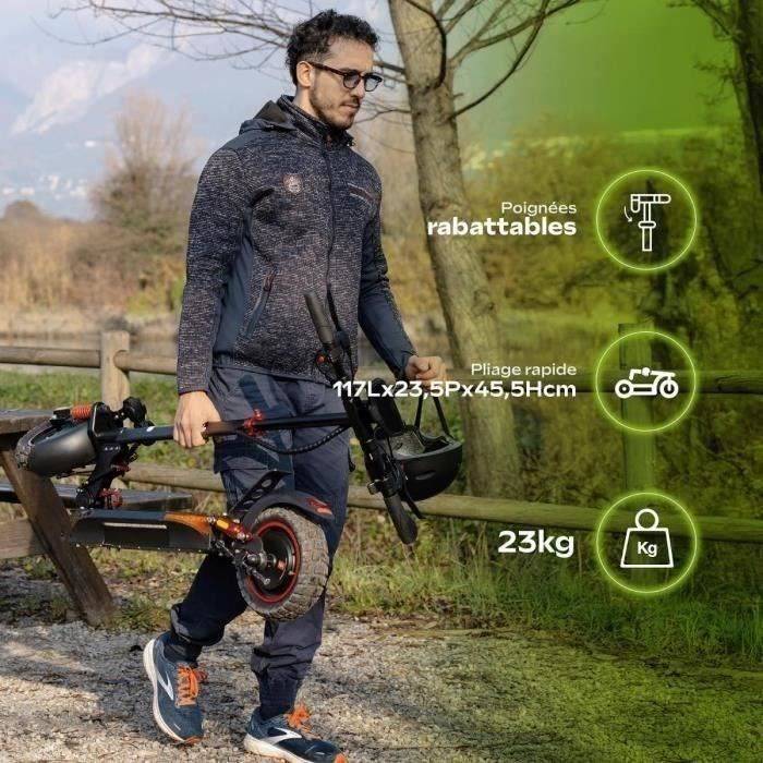 URBANGLIDE Vouwbare All-terrain Elektrische Scooter ECROSS PRO LITE 2 10 48V 800 W Auto 40 km Remlicht en knipperlichten-3