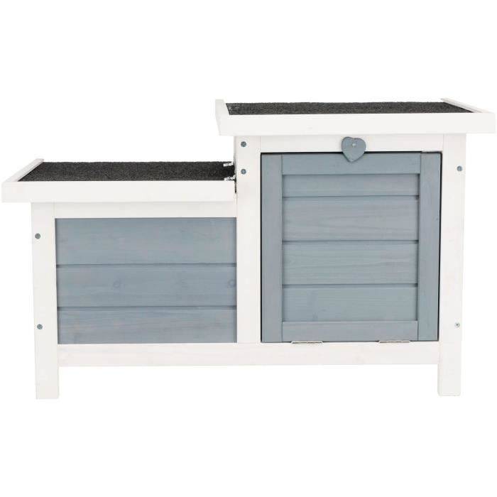 TRIXIE Natura Habitat Konijnenhok - 70 x 43 x 45 cm - Wit/Grijs - Voor Konijnen-0